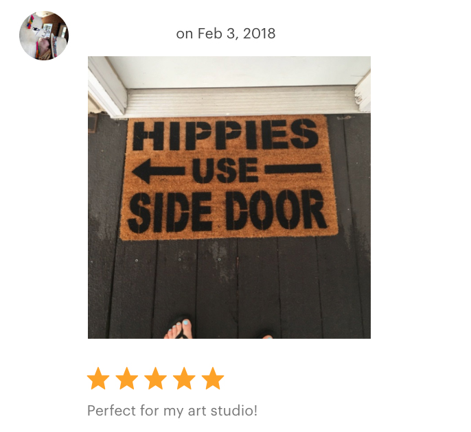 hippies use any door sign eco friendly sustainable coir damn good doormat